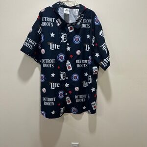 Detroit Tigers Miller Lite Baseball Shirt XXL Button Up MLB Beer